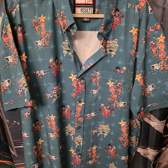 RSVLTS Other - RSVLTS Teal Marvel Guardians Christmas Button Down Shirt
